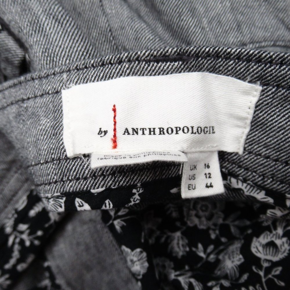 Anthropologie Linen Low-Rise Wide Leg Pants Gray Black - Size 12 - Picture 12 of 15